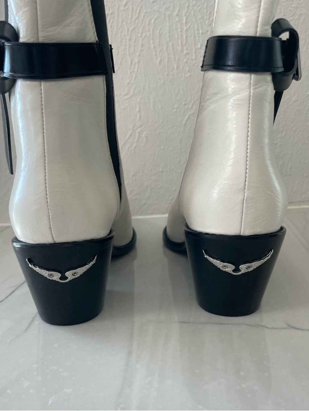 Women ZADIG & VOLTAIRE Tyler Cecilia Vintage LeatherAnkle Boot-White-41, US 10 - Picture 3 of 6